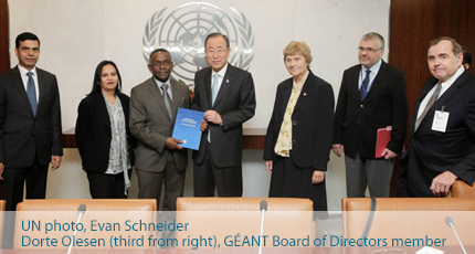 UN photo, Evan Schneider \ Dorte Olesen (third from right), GÉANT Board of Directors member